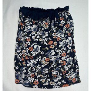 abercrombie Kids Tube Top Girls Medium Strapless Shirt Navy Blue Floral Y2K